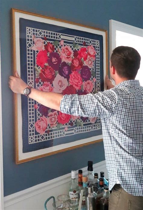 how to frame hermes silk scarf|diy Hermes scarf framing.